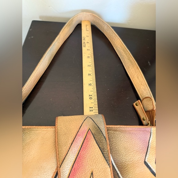 ZIMBELMANN Hand painted Leather Shoulder Bag Floral Purse Signed Z Logo 12x11x2” - Picture 9 of 16